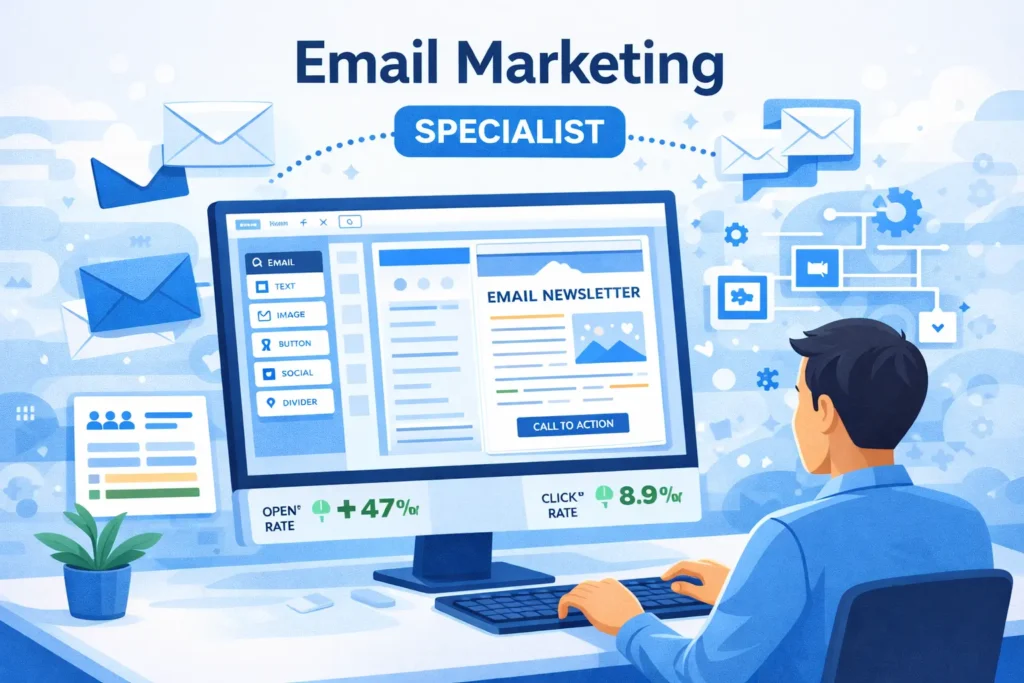 Email marketing specialist career in digital marketing 2026 — creating automated email campaigns and newsletters