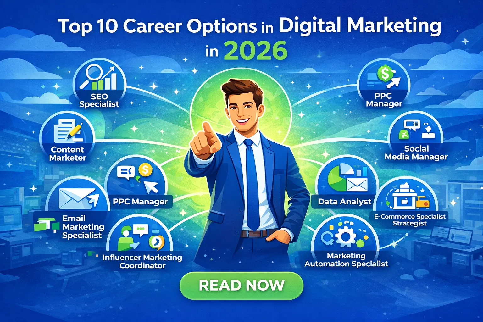 Read more about the article Top 10 Career Options in Digital Marketing in 2026 | Best Jobs & Salary Guide