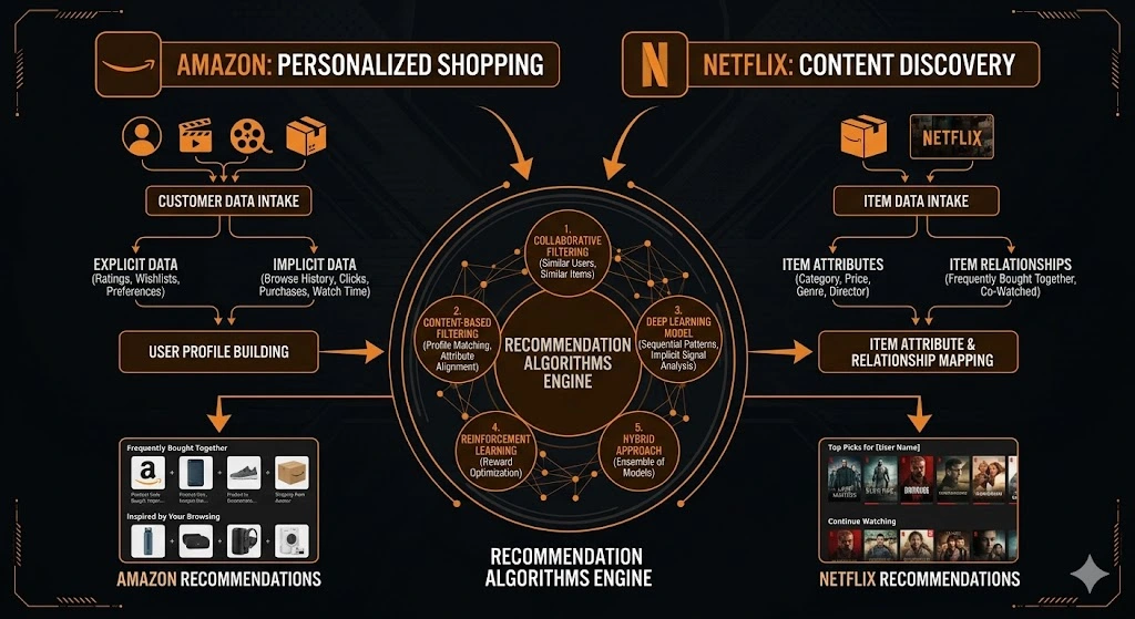 Personalized recommendations on Amazon and Netflix